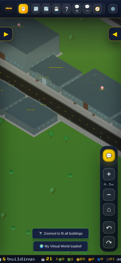 Mobile view of My Virtual World interface.